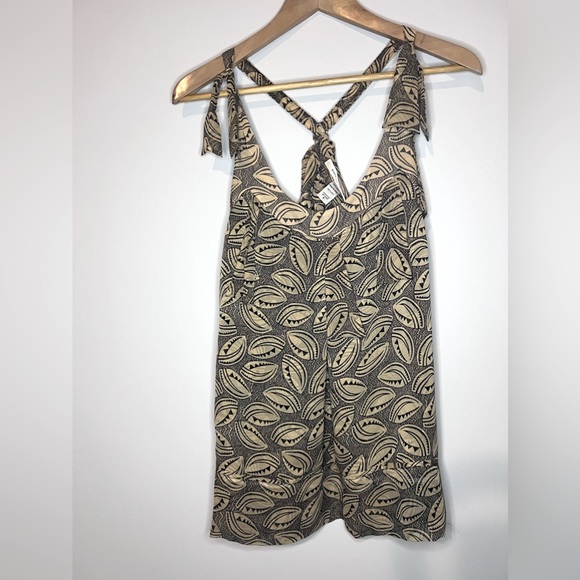 Diane Von Furstenberg 100% Silk Tank Blouse Size 8 Black Tan - Picture 1 of 5